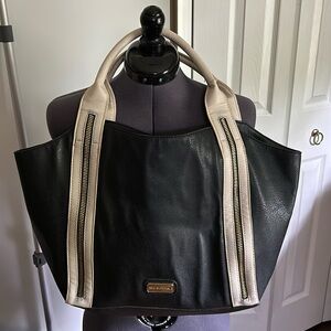 BIG BUDDHA vegan leather cream/black shoulder bag
